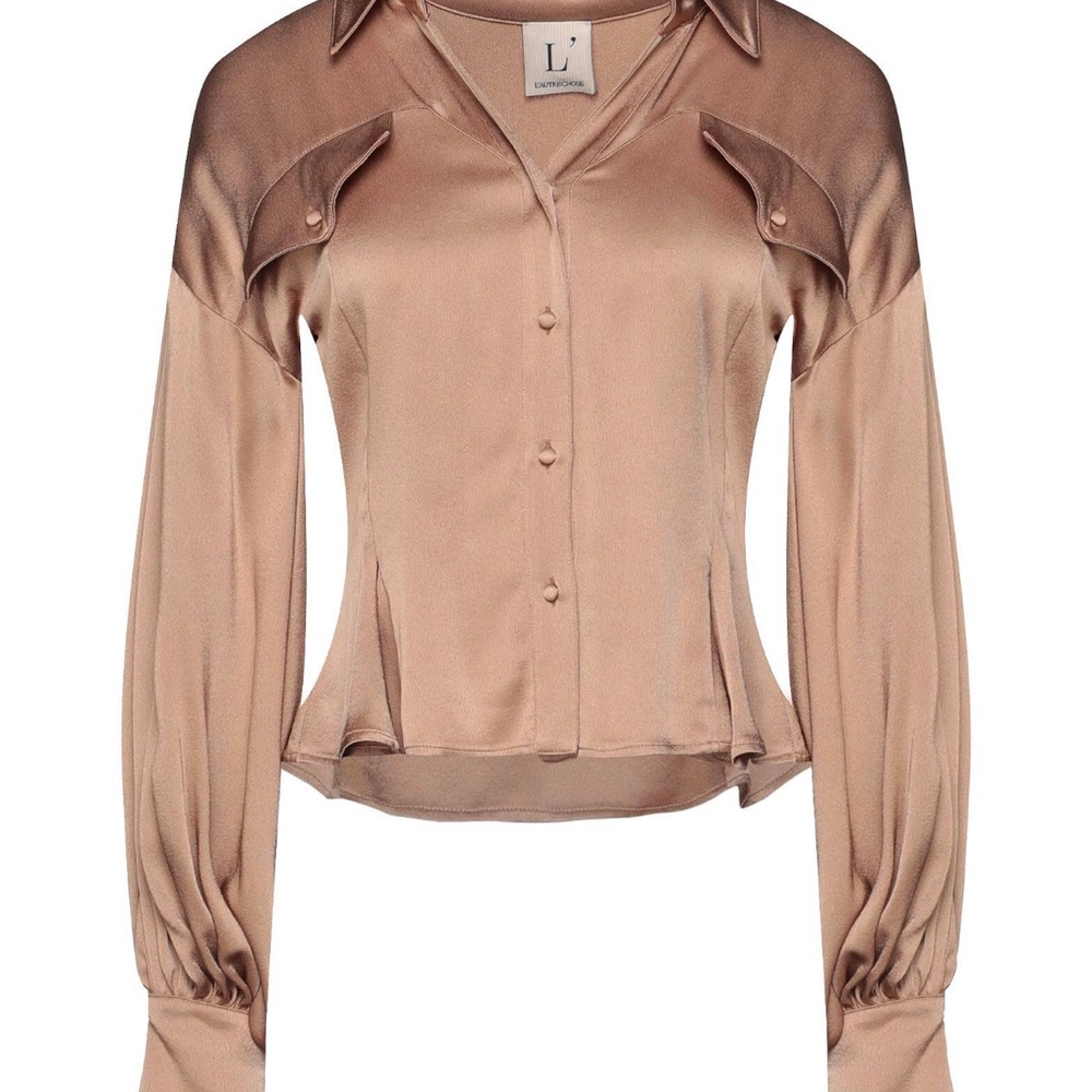 Luxurious Tan Satin Blouse